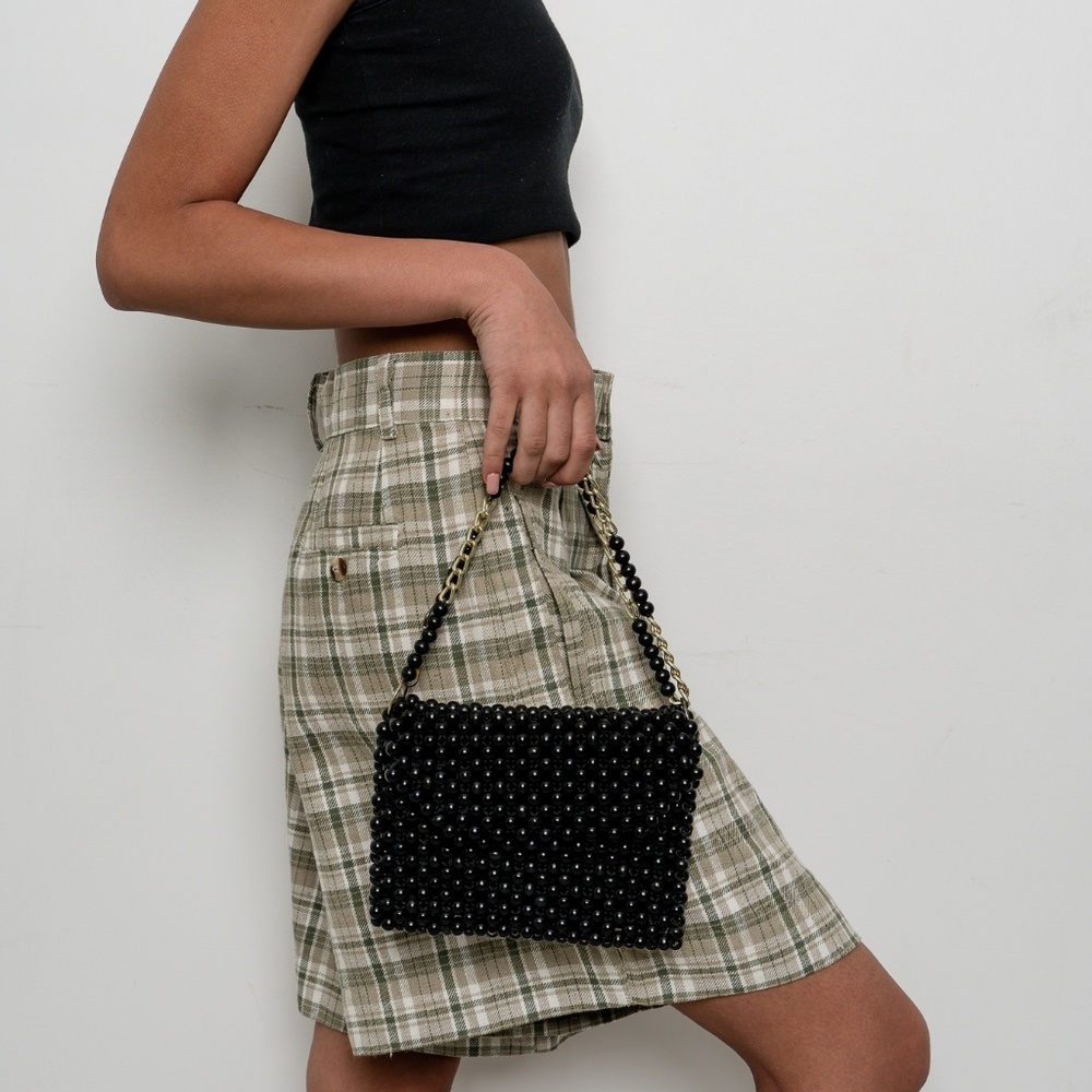 Beaded clutch.